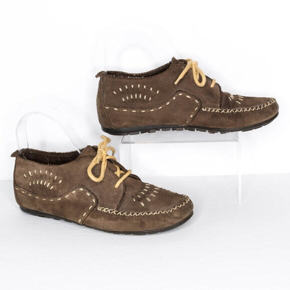 Hush Puppies Moccasins Low Leather Cottage Academia Americana Boho Preppy Gorp 6 - Picture 1 of 6